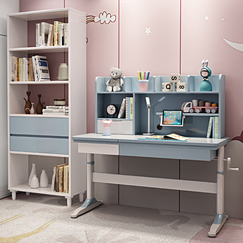 Blue Height-adjustable Study Desk and Adjustable Chair Set