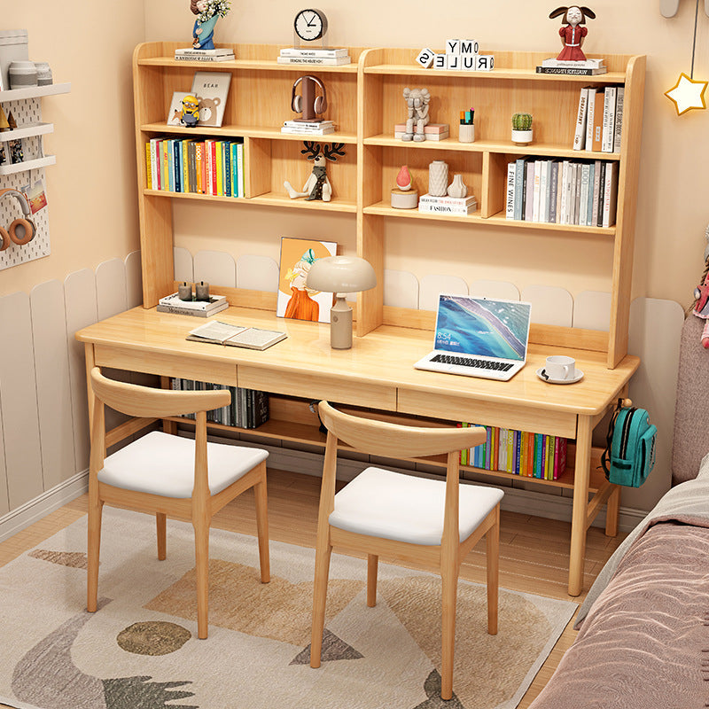 Natural Trejan Study Desk and Leo Chairs Set