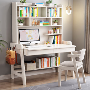 White Bahid Study Desk and Z Shape Chair Set