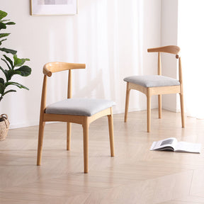 Leo Timber Chair/Solid wood legs/Minimalist/Grey Fabric Cushion