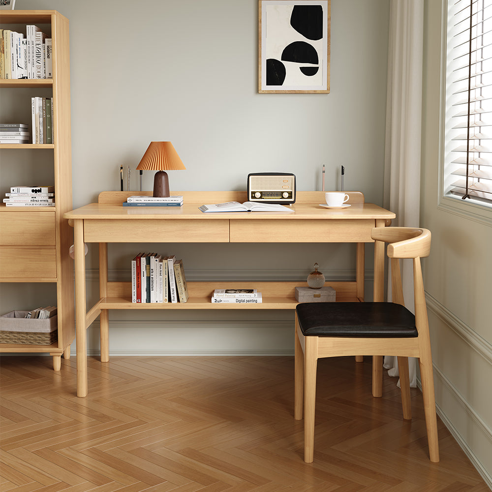 Gilman Classic Design Solid Timber Study Desk with Two Drawers
