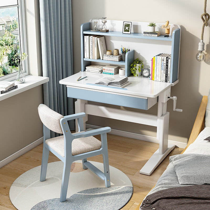 Blue Height-adjustable Study Desk and Sinoa Chair  set