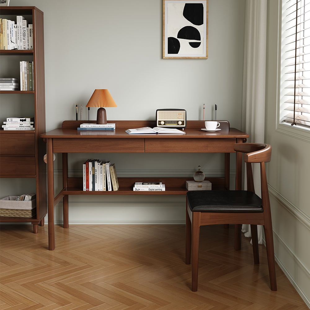 Gilman Classic Design Solid Timber Study Desk with Two Drawers