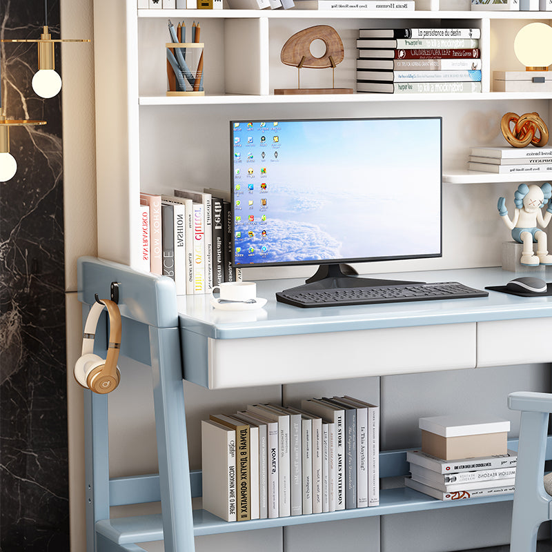 Bahid Study Desks/Solid Wood Study Desk with Shelf/Home Office/Blue