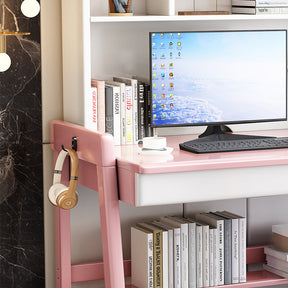 Bahid Study Desks/Solid Wood Study Desk with Shelf/Home Office/Pink