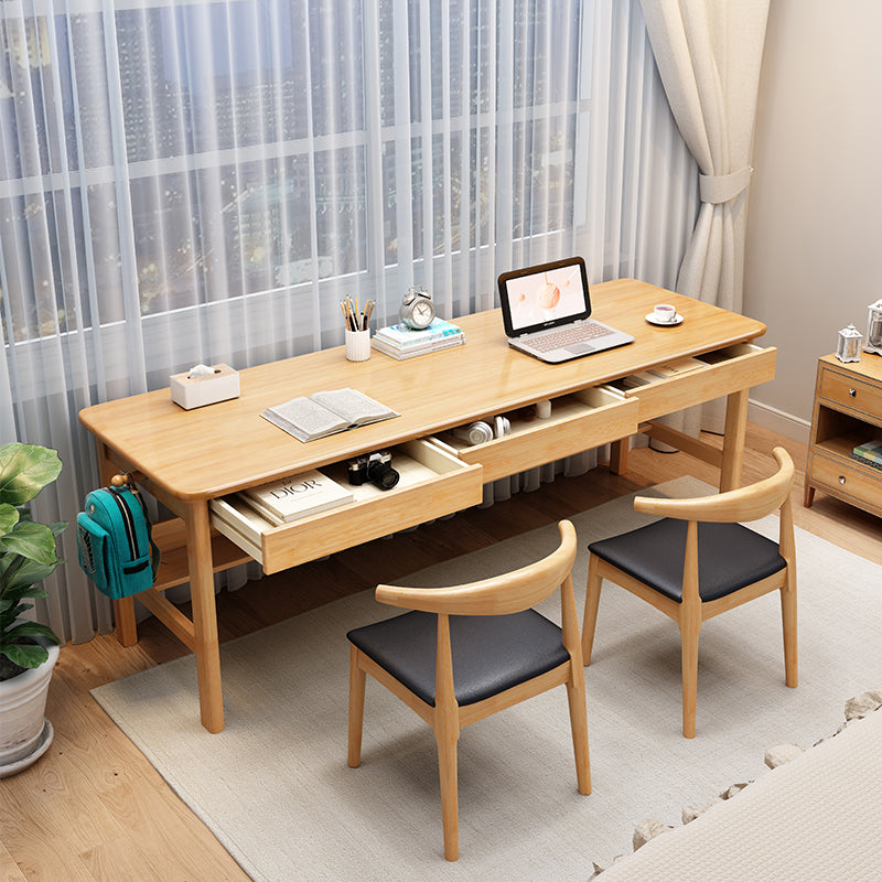 Natural Lynard Study Desk and Leo Chairs Set