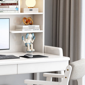 White Bahid Study Desk and Z Shape Chair Set
