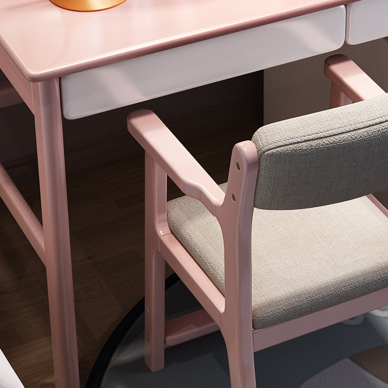 Blythe Pink Solid Wood Study Desk with Book Shelves and Drawers/Rubberwood