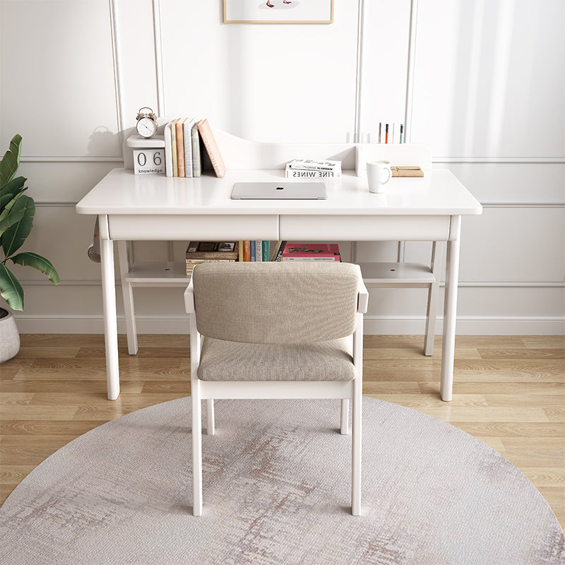 White Andri Study Desk and Z Shape Chair Set