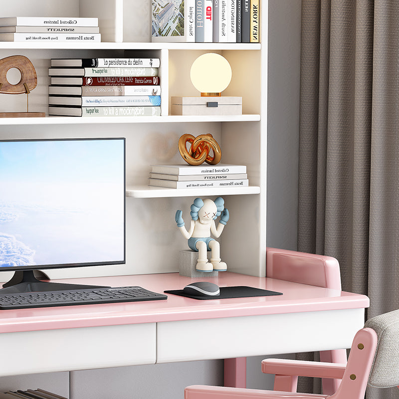 Bahid Study Desks/Solid Wood Study Desk with Shelf/Home Office/Pink