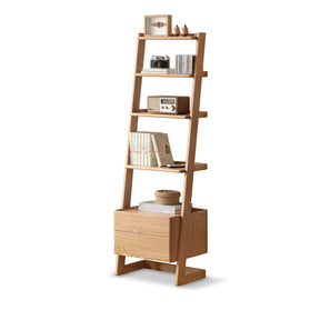 Ladder Bookcase/ FSC Certified Solid American Oak Double-Drawer Bookshelf/Storage Rack
