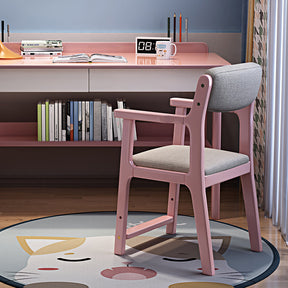 Sinoa Pink Solid Timber Study Chair /Rubberwood/Cotton and Linen
