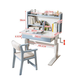 Blue Height-adjustable Study Desk and Sinoa Chair Set