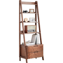 Ladder Bookcase/ FSC Certified Solid American Oak Double-Drawer Bookshelf/Storage Rack