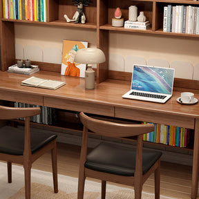 Walnut Trejan Study Desk and Leo Chairs Set