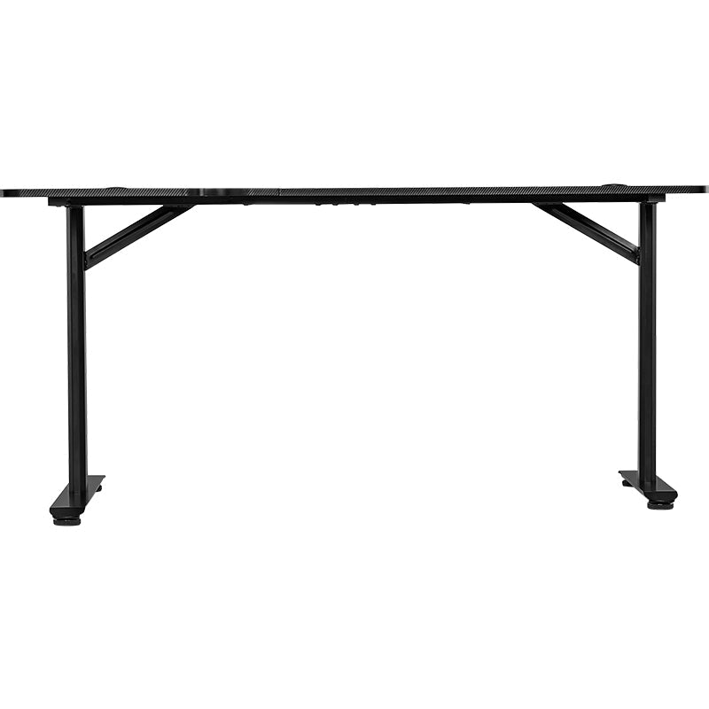 L-Shaped Gaming Desk/Study Desk with Metal Legs and Carbon Fiber Texture Surface
