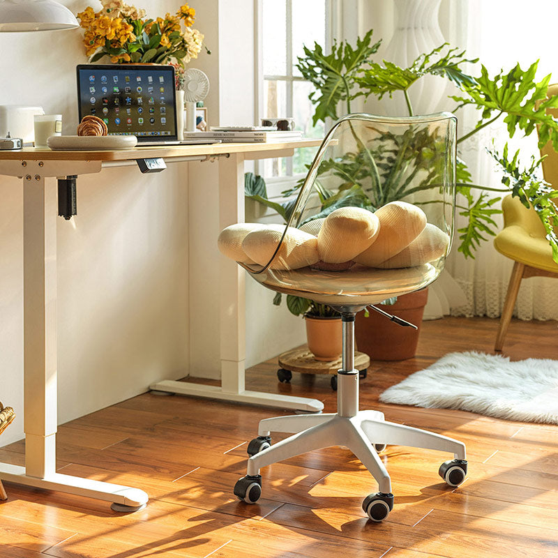 Armless Clear Desk Chair/Acrylic Rolling Chair/Adjustable Height Office Chair