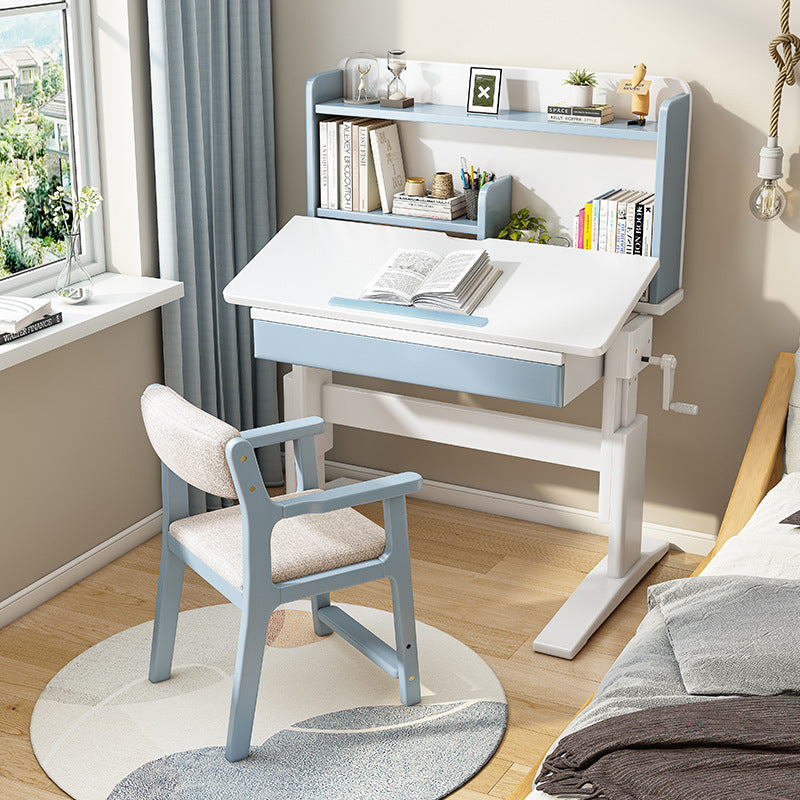 Blue Height-adjustable Study Desk and Sinoa Chair  set