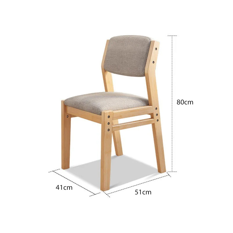 Natural Solid Wood Study Desk with Shelf and Selee Chair Set