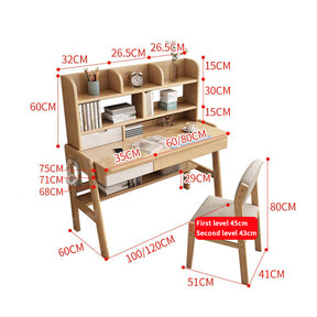 Avelinn Study Desks/Solid Wood Study Desk with Shelf/Home Office/Natural color