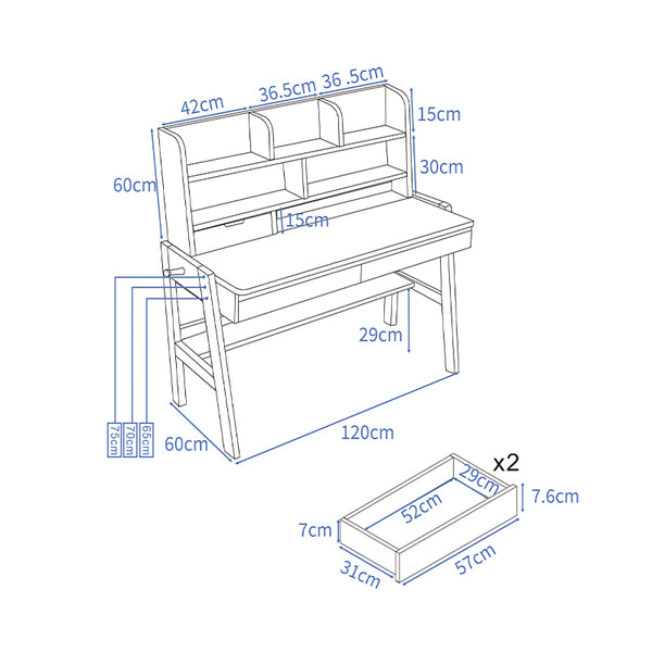 Ave White Solid Rubberwood Study Desk with Drawers | OZSD – OZ Study Desks
