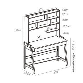 Bahid Study Desks/Solid Wood Study Desk with Shelf/Home Office/Walnut chair set