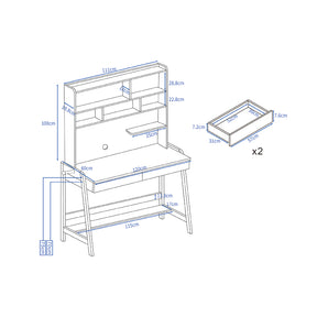 Bahid Study Desks/Solid Wood Study Desk with Shelf/Home Office/Walnut