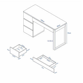 Classic Natural Wood Desk with 3-Drawer Side Cabinet