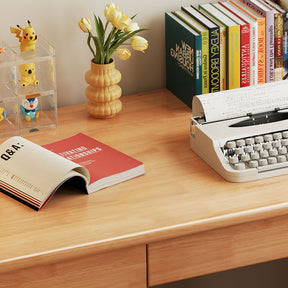 Classic Natural Wood Desk with 3-Drawer Side Cabinet