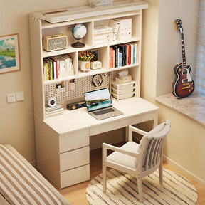Putnam Solid Timber LED Light Study Desk with Bookshelf and Storage