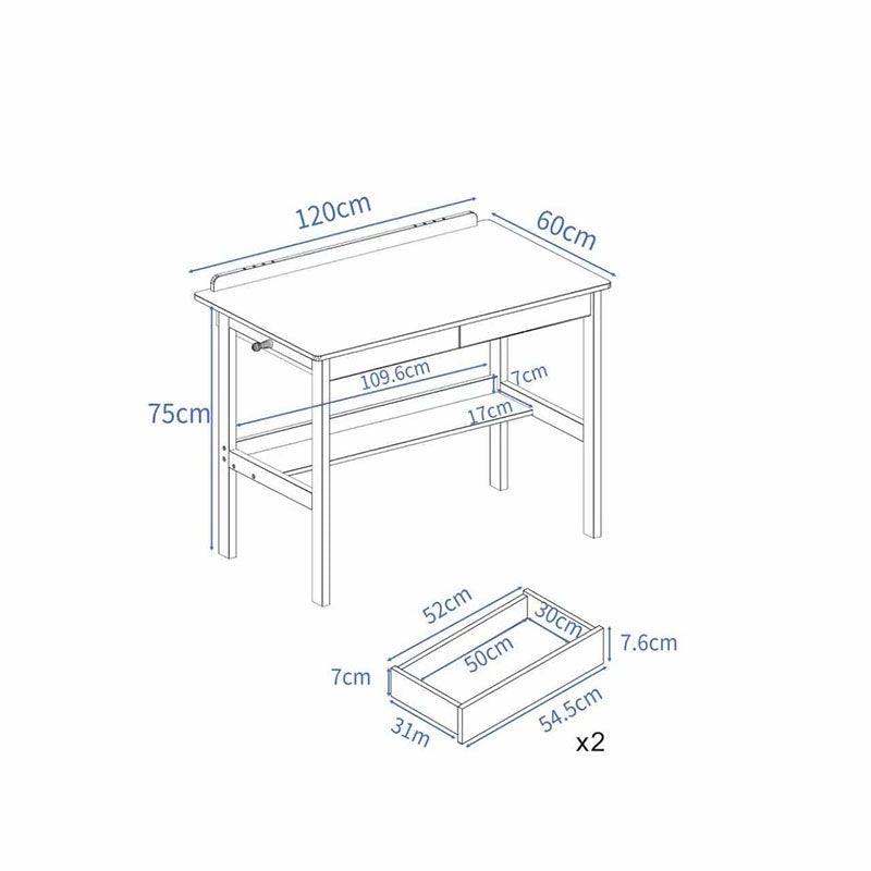 Gilman Classic Design Solid Timber Study Desk with Two Drawers