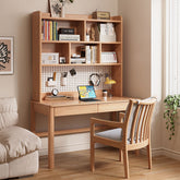 Haven Solid Timber LED Light Study Desk with Bookshelf and Storage 120cm