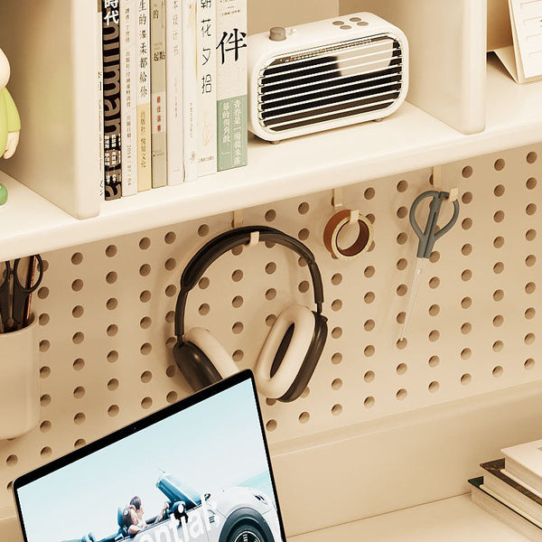 Haven Solid Timber LED Light Study Desk with Bookshelf and Storage 120 ...