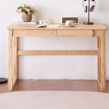 Shelby Classic Design Solid Timber Slab Study Desk with Drawers 120cm
