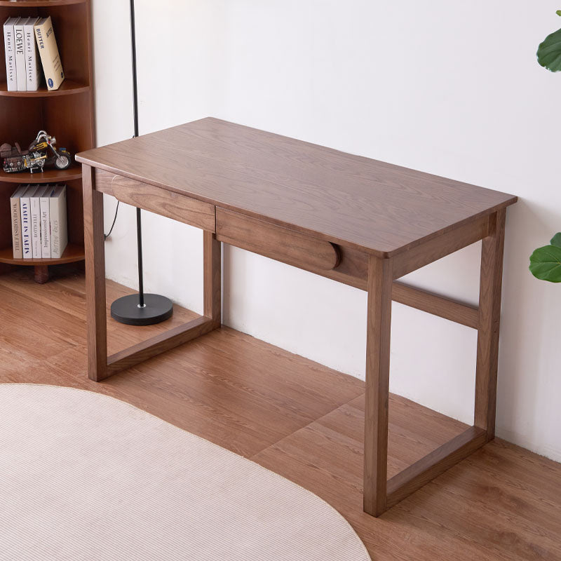 Shelby Classic Design Solid Timber Slab Study Desk with Drawers 120cm