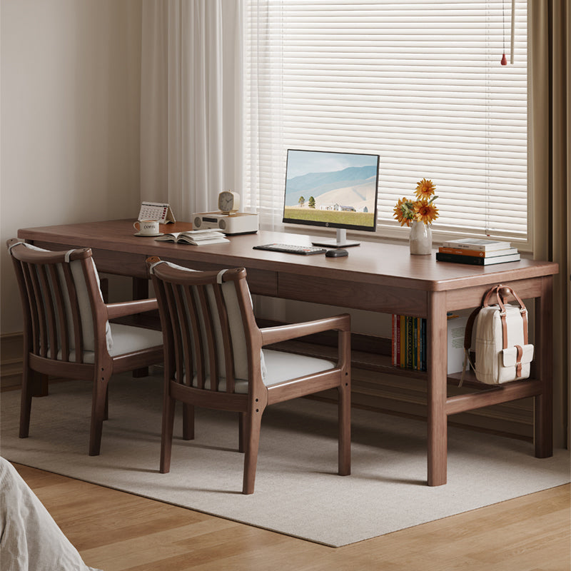 Ethan Classic Design Solid Timber Slab Study Desk with Drawers 160cm/180cm