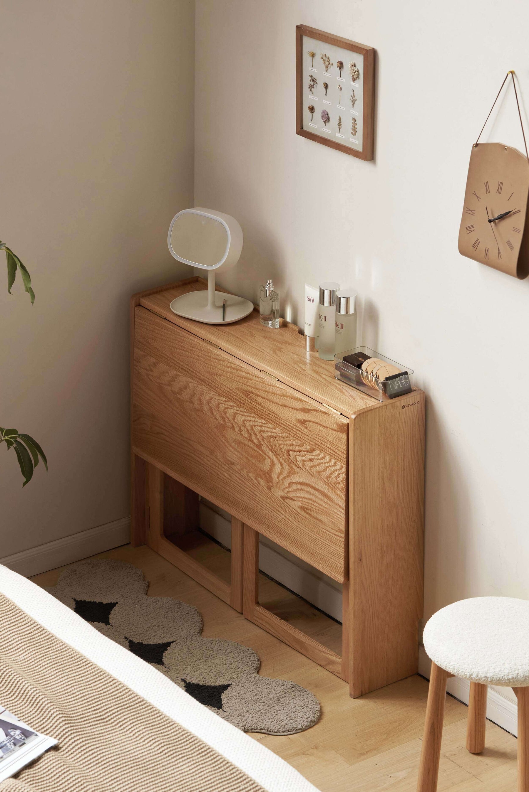 Natural Wood Color Space Saving Folding Study Desk/Foldable Small Desk
