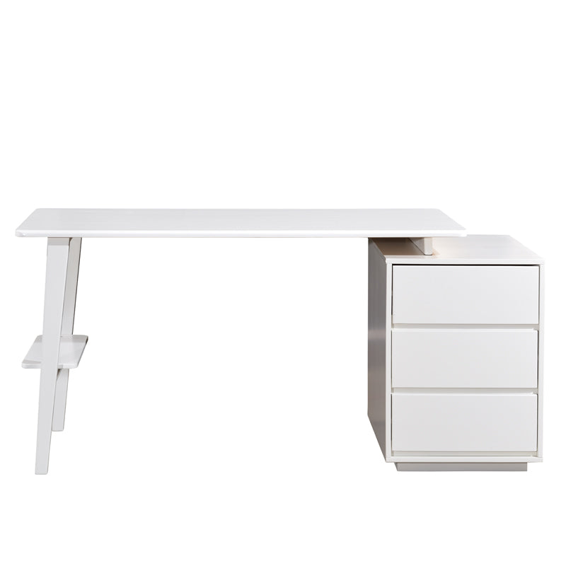 Risner Solid Wood Study Desk with Drawers/Rubberwood/Minimal Assembly/White