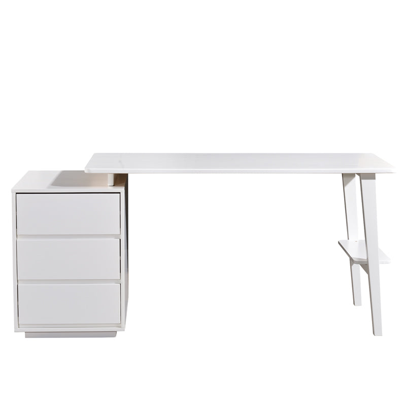 Risner Solid Wood Study Desk with Drawers/Rubberwood/Minimal Assembly/White