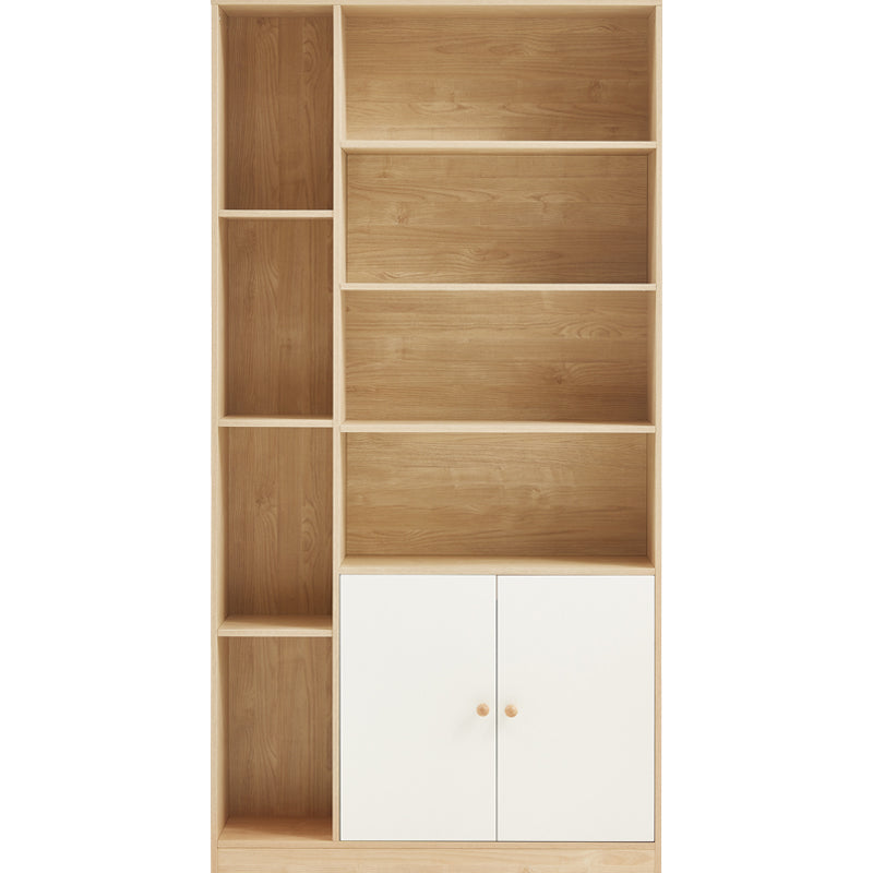 Natural Wood and White Dual-Tone Bookshelf with Storage/Wooden Showcase