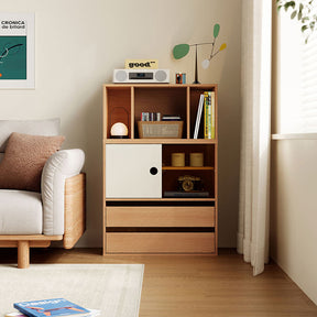 Mario Floor-standing Modular Storage Cabinet Chest Set for Home Natural Wood Color