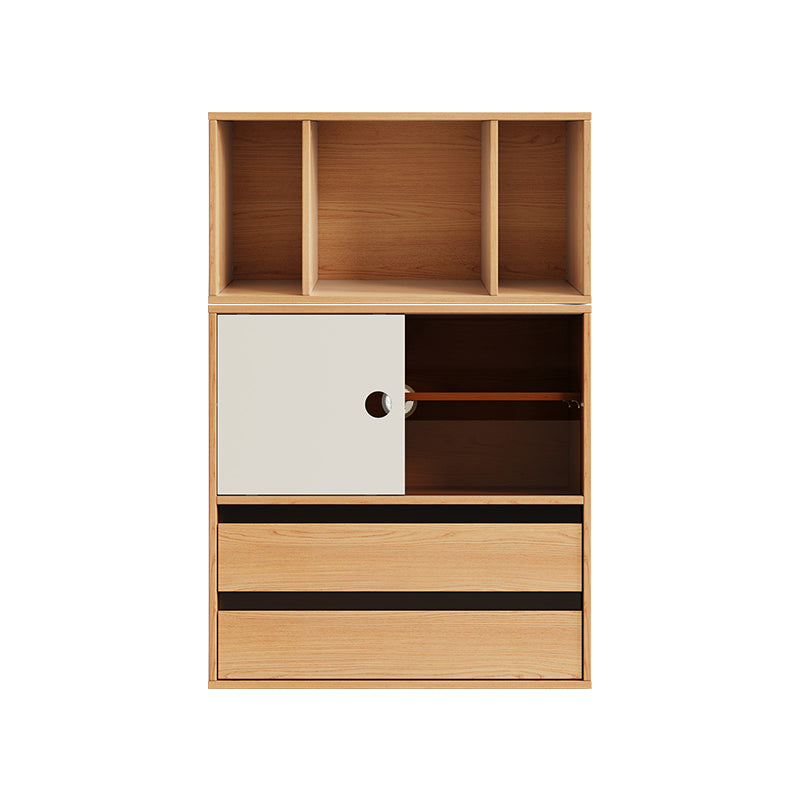 Mario Floor-standing Modular Storage Cabinet Chest Set for Home Natural Wood Color