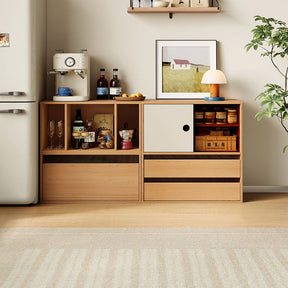 Mario Floor-standing Modular Storage Cabinet Chest Set for Home Natural Wood Color