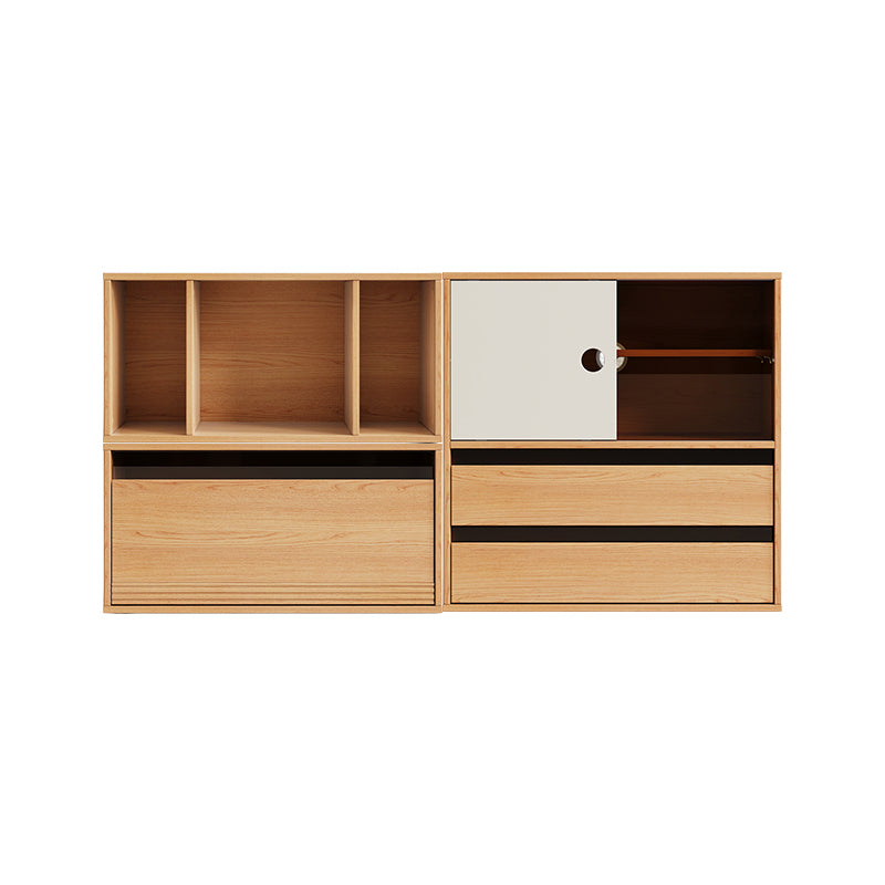 Mario Floor-standing Modular Storage Cabinet Chest Set for Home Natural Wood Color