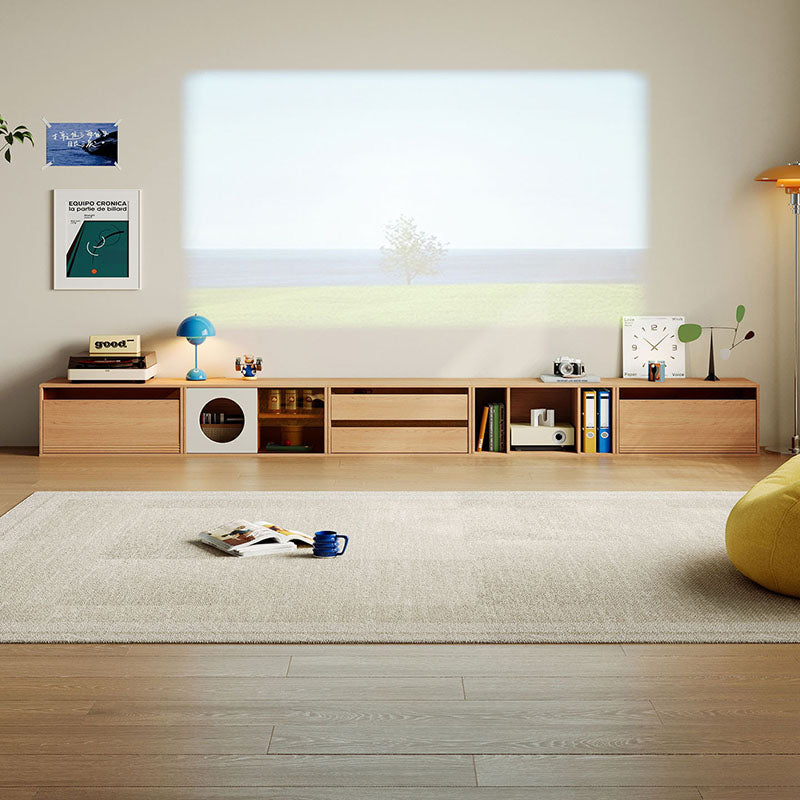 Mario Floor-standing Modular Storage Cabinet Chest Set for Home Natural Wood Color