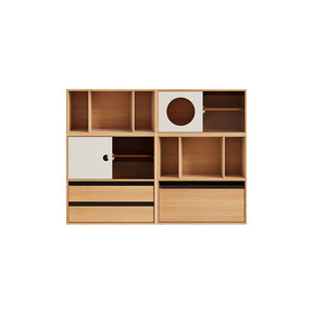 Mario Floor-standing Modular Storage Cabinet Chest Set for Home Natural Wood Color
