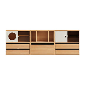 Mario Floor-standing Modular Storage Cabinet Chest Set for Home Natural Wood Color