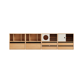 Mario Floor-standing Modular Storage Cabinet Chest Set for Home Natural Wood Color