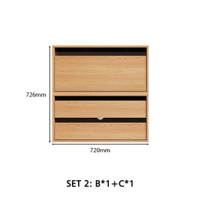 Mario Floor-standing Modular Storage Cabinet Chest Set for Home Natural Wood Color