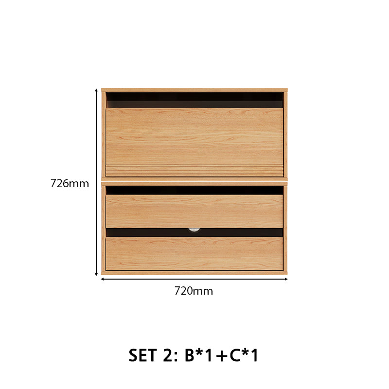 Mario Floor-standing Modular Storage Cabinet Chest Set for Home Natural Wood Color
